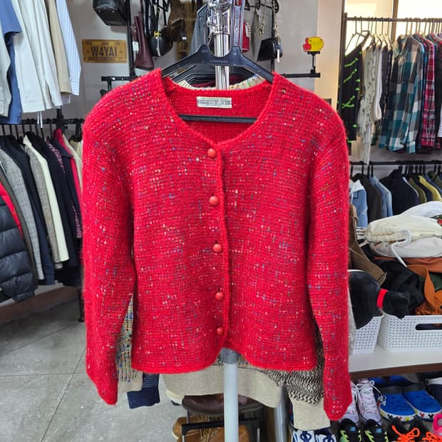 올리브 레드 트위드 가디건 (1255)