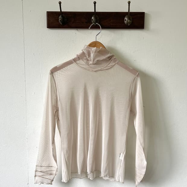 Next Scene 베이지 시스루 터틀넥