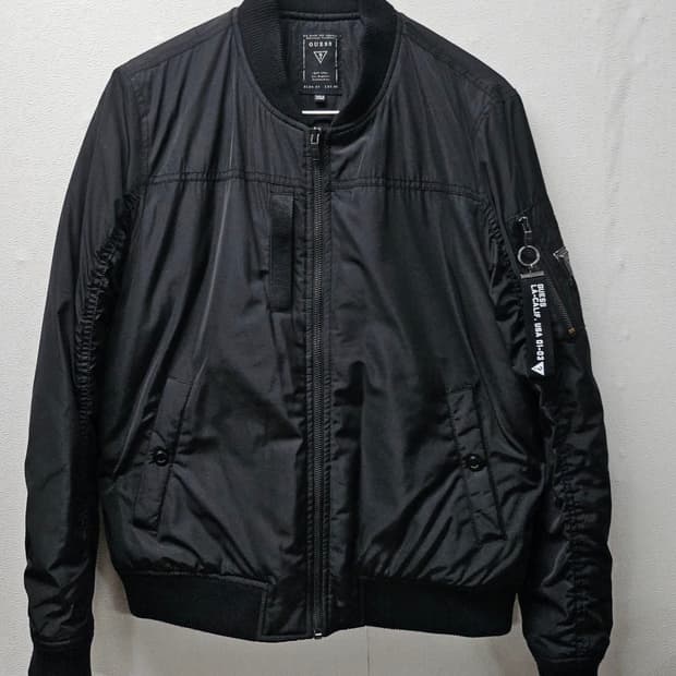 게스] 블랙 항공점퍼 블루종 봄버재킷