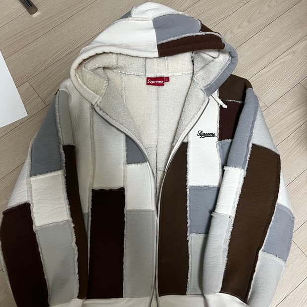 슈프림 포우 셔링 집업 후드 내추럴 M