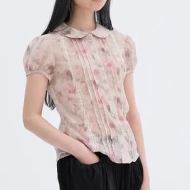 구해요 나비버스 플라워 레이스 블라우스