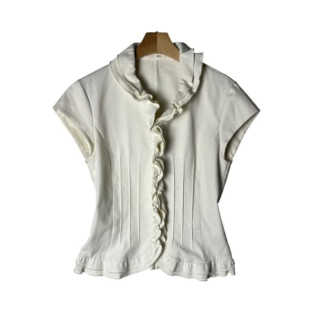 [Naracamic] 나라카미체 러플 반소매 블라우스 탑