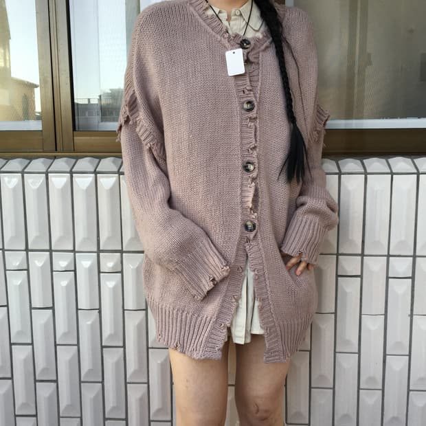 Damage point knit cardigan