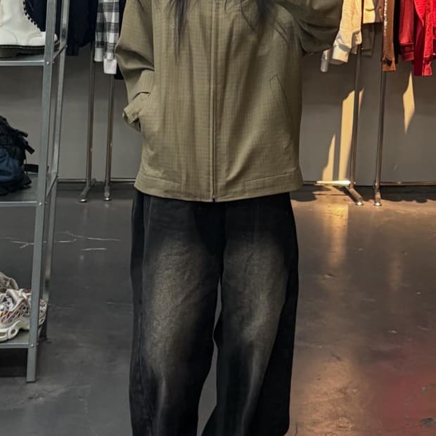 입생로랑 체크 블루종 자켓 A3341