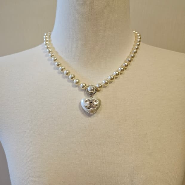 샤넬 하트통통 스왈진주 목걸이 업사이클링