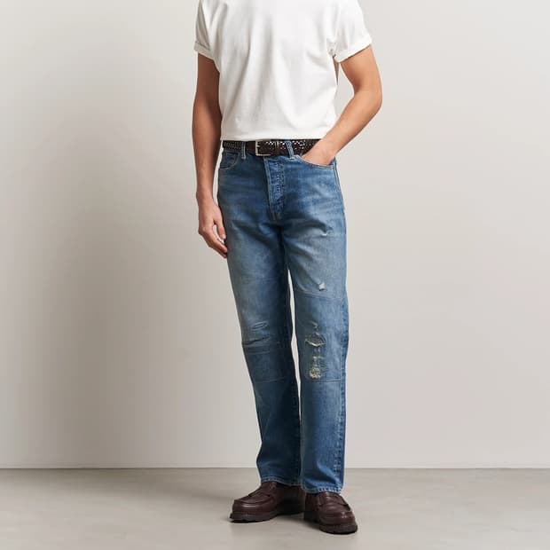 [L] RRL 릴렉스핏 헤비웨이트 저지 티셔츠 웜 화이트