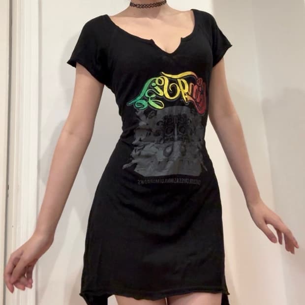 Japanease Vintage 블랙 히피 롱 셔츠, 미니드레스