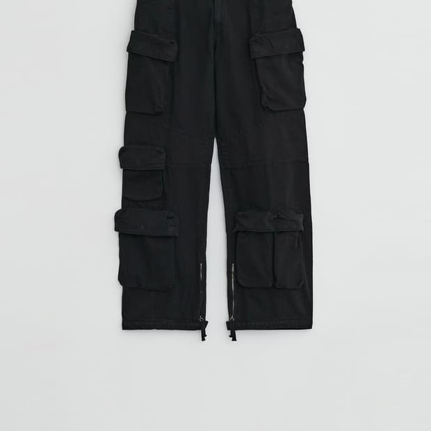 EE GARMENTS DYED UTILITY CARGO PANTS BLA