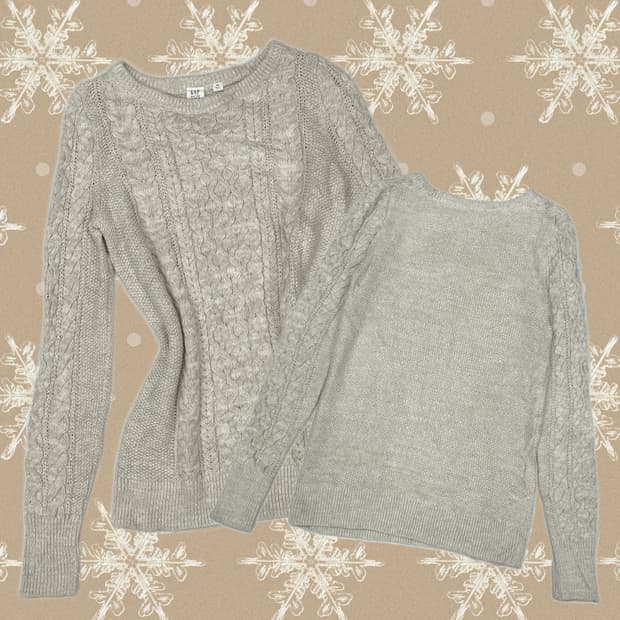 재팬 GAP 아이보리 꽈배기 니트 그런지 히피 에스닉 가을 겨울 이너