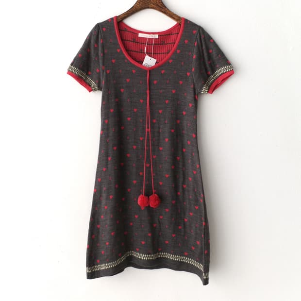 heart dot half knit one-peice