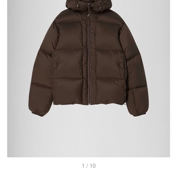 ÉÉ 다운 파카 숏 브라운 패딩 L사이즈