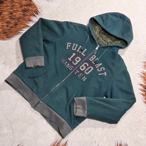 행텐 다크 그린 쉐르파 후드집업