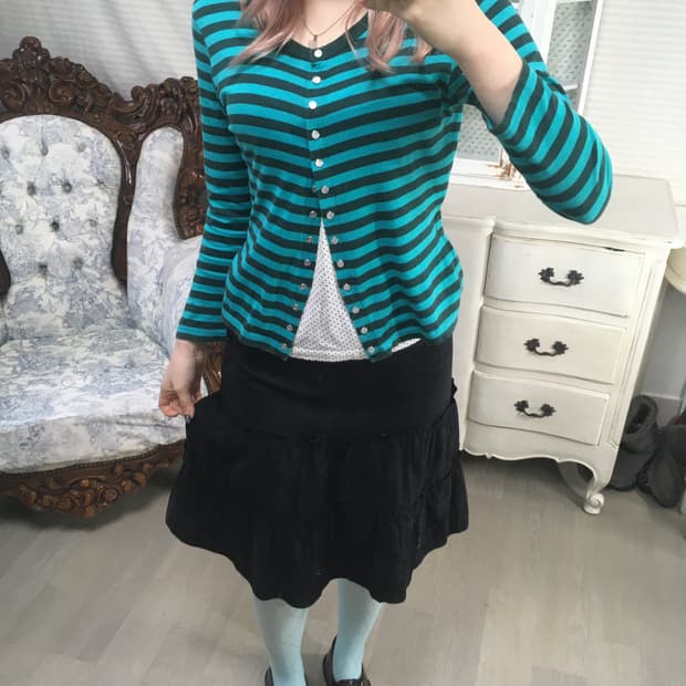 Agnes b. blue green stripe button cardig
