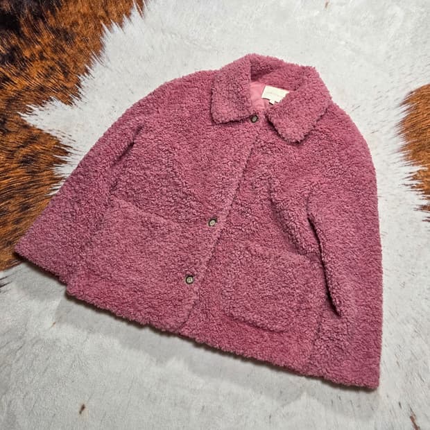 빈티지 핑크 뽀글이 퍼 누빔 자켓