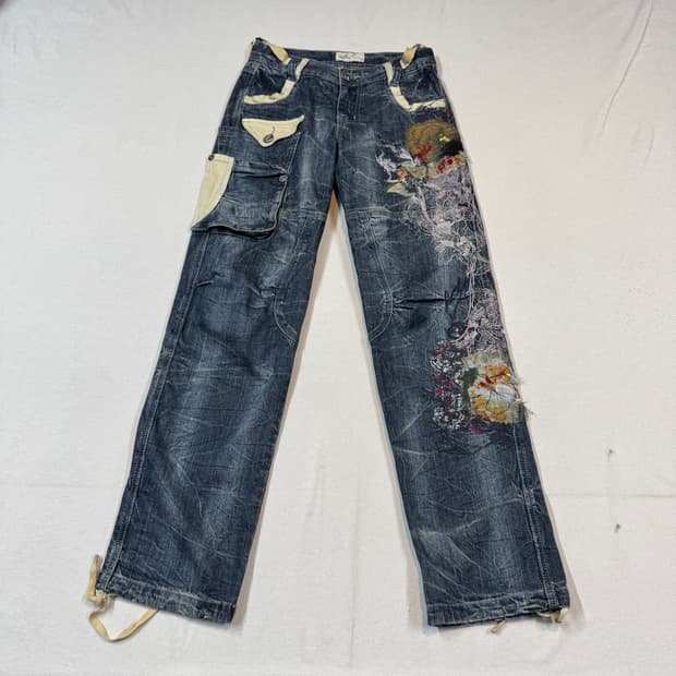 28inch) JPN 일본빈티지 자수 패치워크 데님 팬츠