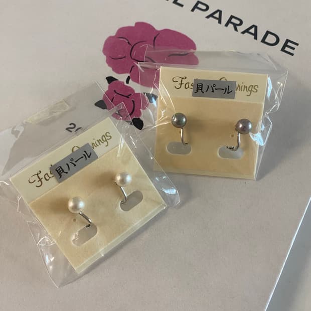 일본 쉘진주 클립 귀걸이 2 세트
