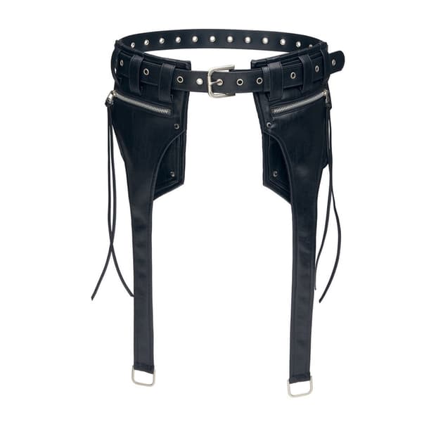 Leather Long Cargo Pocket Belt_[Black]