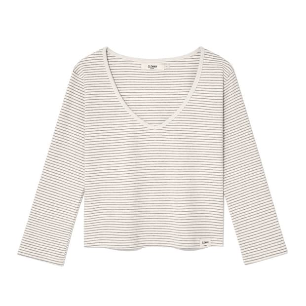 (아현 착용) 글로니 3/4 G COMFORT V TEE (STRIPE)