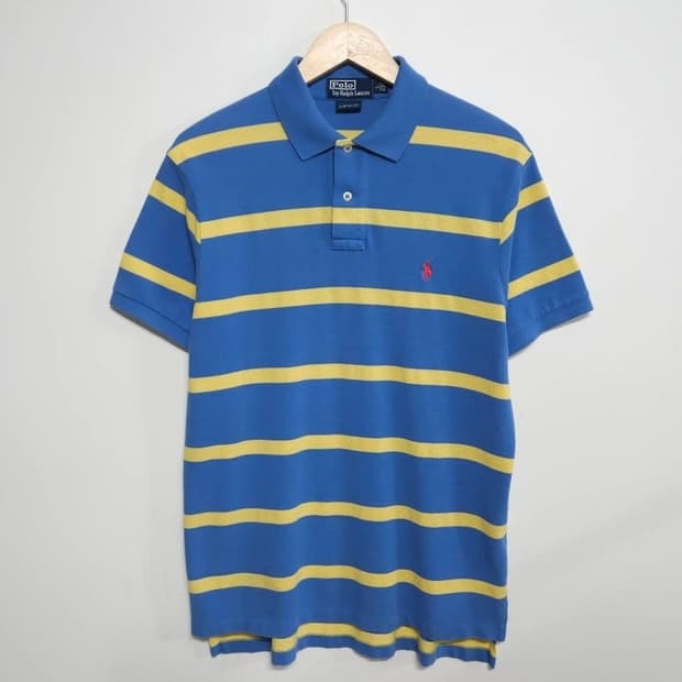100~105 POLO 폴로 랄프로렌 반팔 카라티 스트라이프 스카이블루