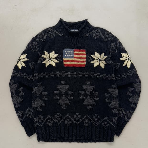 90년대 폴로 스포츠 성조기 스웨터