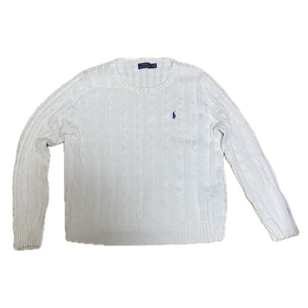 폴로랄프로렌 화이트 꽈배기 니트
