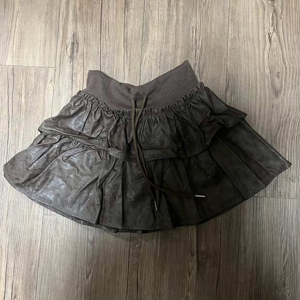 vintage leather skirt(brown)
