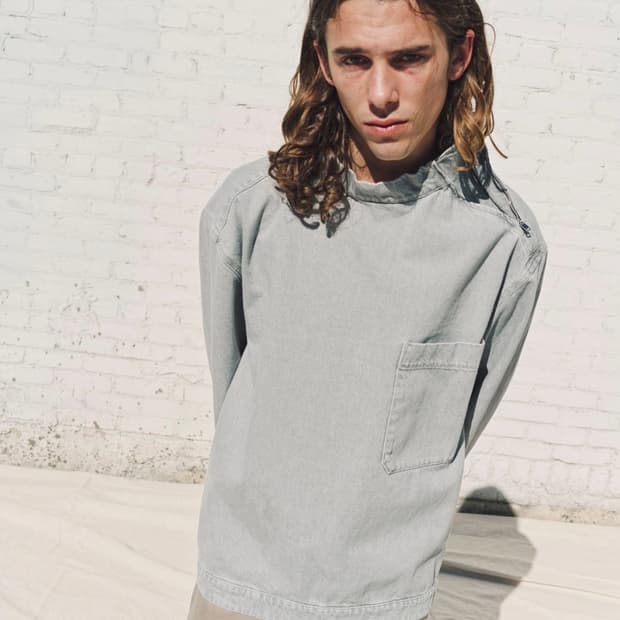 르메르 지퍼 데님 셔츠 탑 스카이블루 / S