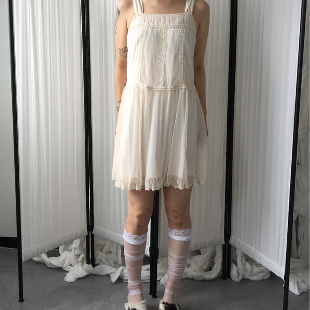 Crochet line point sha sleeveless onepie