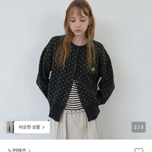 노컨텐츠 도트 울 가디건 차콜