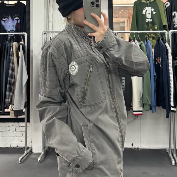 지스타 넥버튼 바이커 자켓