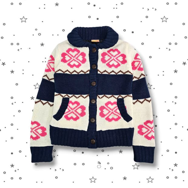 F CO & LU 코위찬 빈티지 팬지 가디건