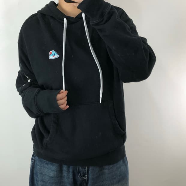 나이키 패치 블랙 후드티 [XL]