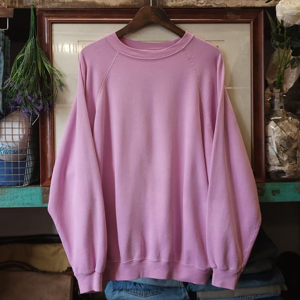 90s 헤인즈 빈티지 스웻셔츠 플레인 스웻셔츠 연핑크 페이딩 xl