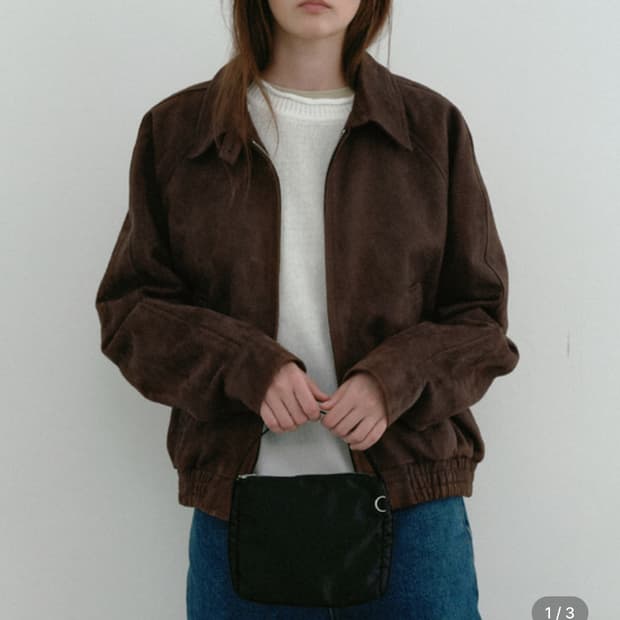 포저 스웨이드 자켓 블루종 브라운