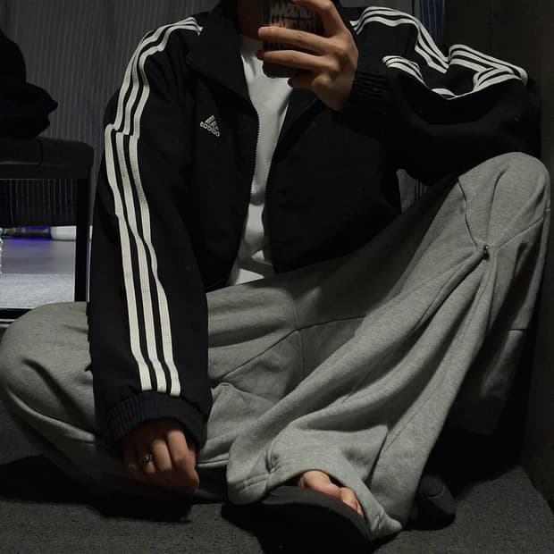 아디다스 00s 블랙 화이트 삼선 다슬러 우븐 래글런 올드스쿨 바람막이