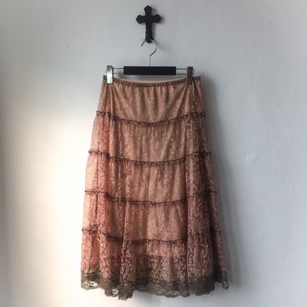Ornament pattern layer long skirt