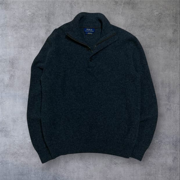 폴로 랄프로렌 차콜 미니멀 하프 집업 니트