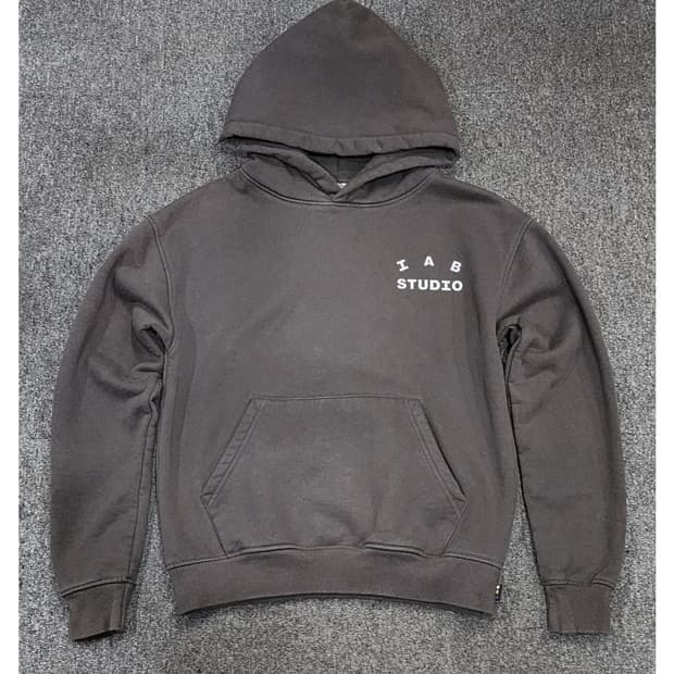 아이앱 스튜디오 기모 후드티 S 차콜