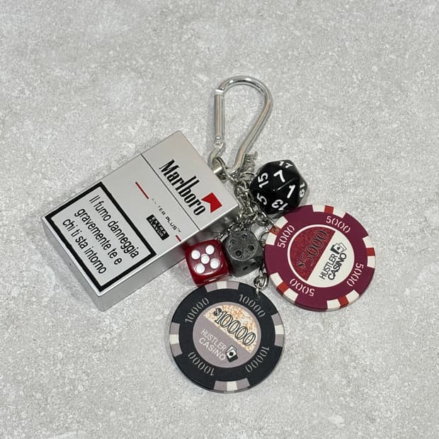 Oribell 말보루 재떨이 스틸 케이스 겜블 칩 키링 열쇠고리