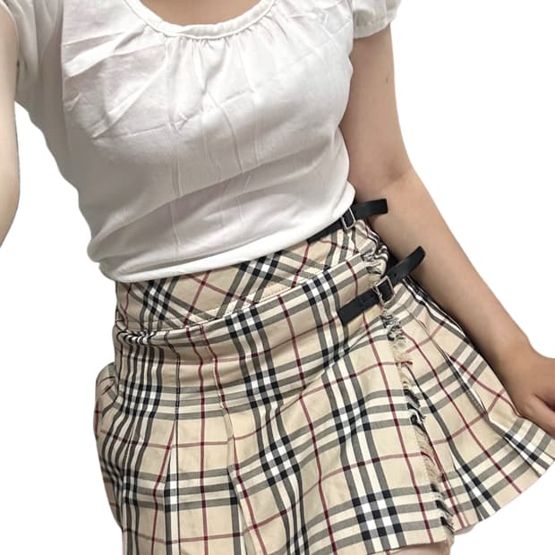 버버리 일본 블루라벨 정품 체크 미니스커트 빈티지