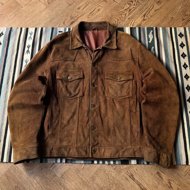 [XL]90's USA 빈티지 리얼 스웨이드 트러커 자켓