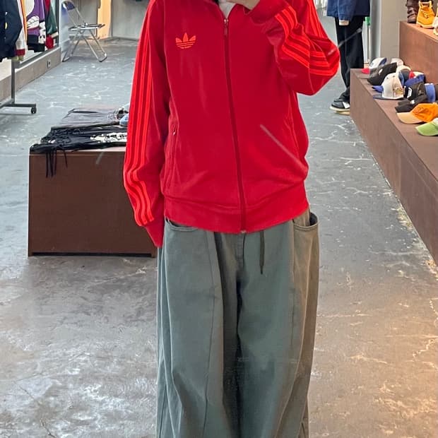 아디다스 파이어버드 레드형광 트랙탑 져지 H1148