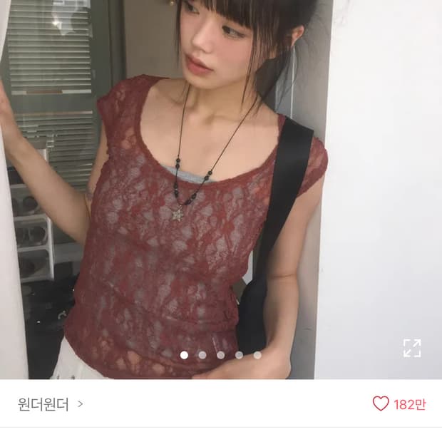 원더원더 시스루 레이스 반팔티