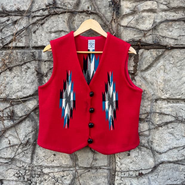 오르테가 핸드 우븐 울 치마요 베스트 웨스턴 네이티브 조끼