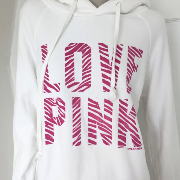 PINK Zebra Lettering Long Hoodie