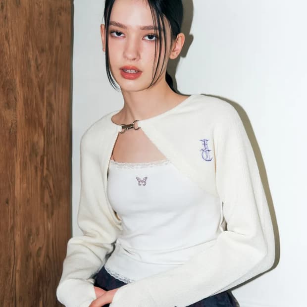 팬시클럽 로고 볼레로 가디건