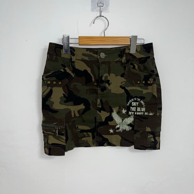 Y2K 카모 스커트