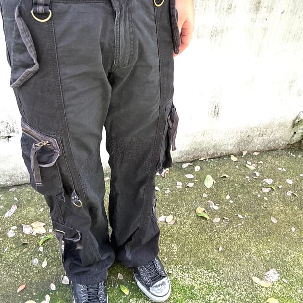 Cook jeans 패널 본디지 카고 팬츠 y2k vkei