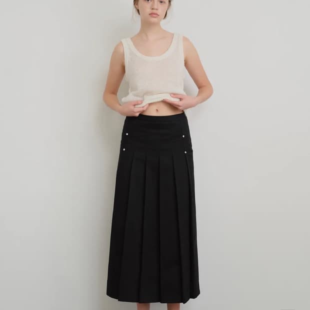 버뮬라 롱치마 MAXI PLEATS SKIRT (BLACK)