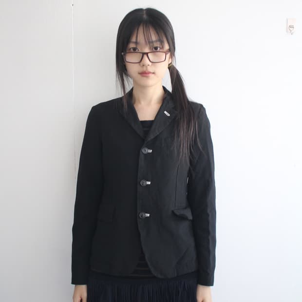 black white stitch boiled jacket